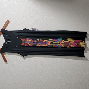 NEW! Just.... Taylor Black w/Multi Color Bohemian Design Halter Dress Sz. 6